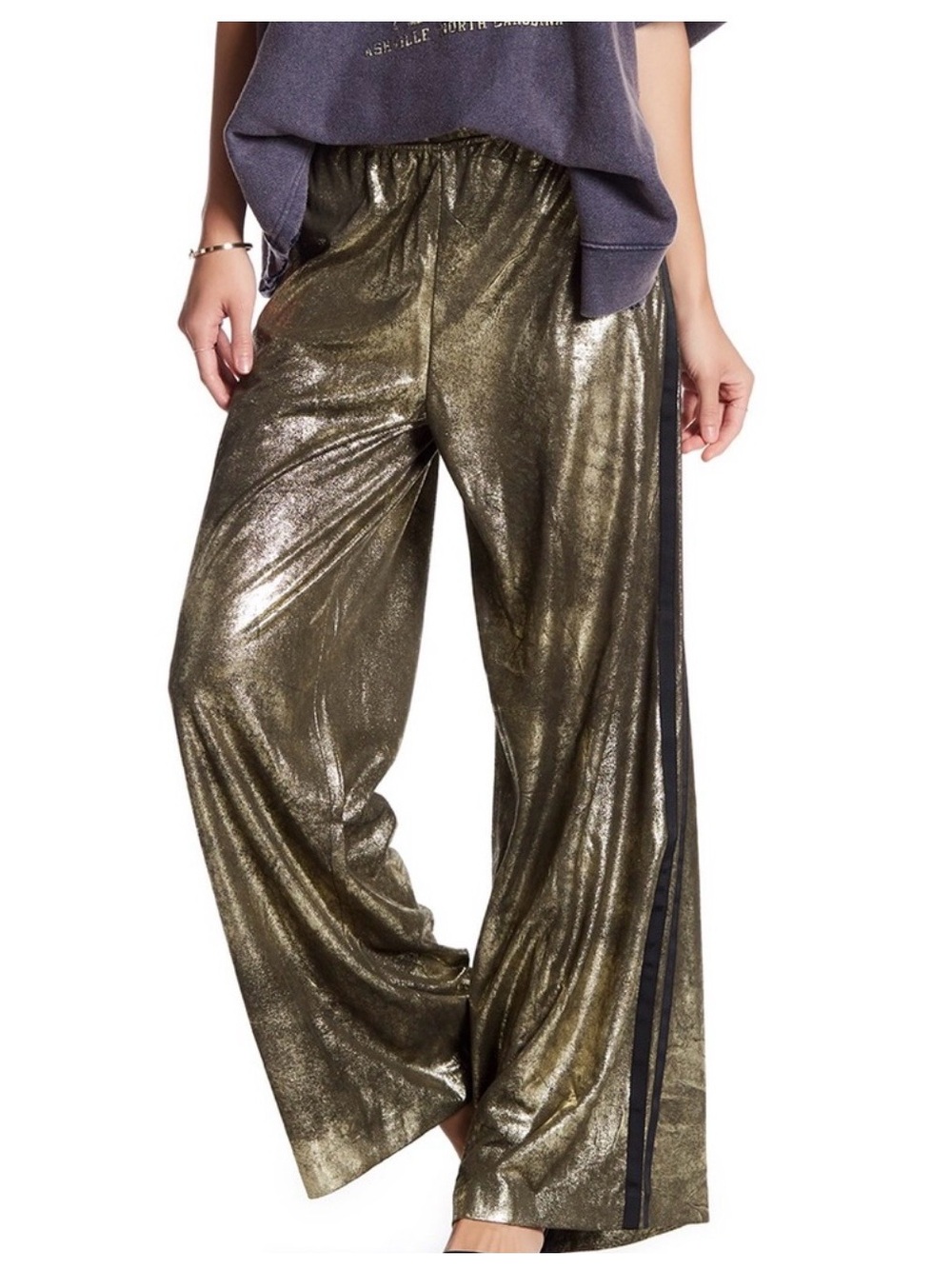 Free People Metallic Track Pants Size Medium